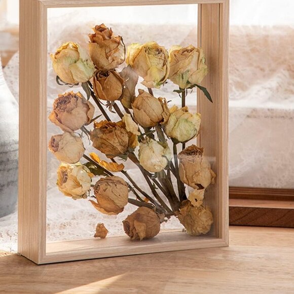 Wooden Dried Flower Photo Frame Dried Flower Display Stand Decorative Floating P - Picture 1 of 7